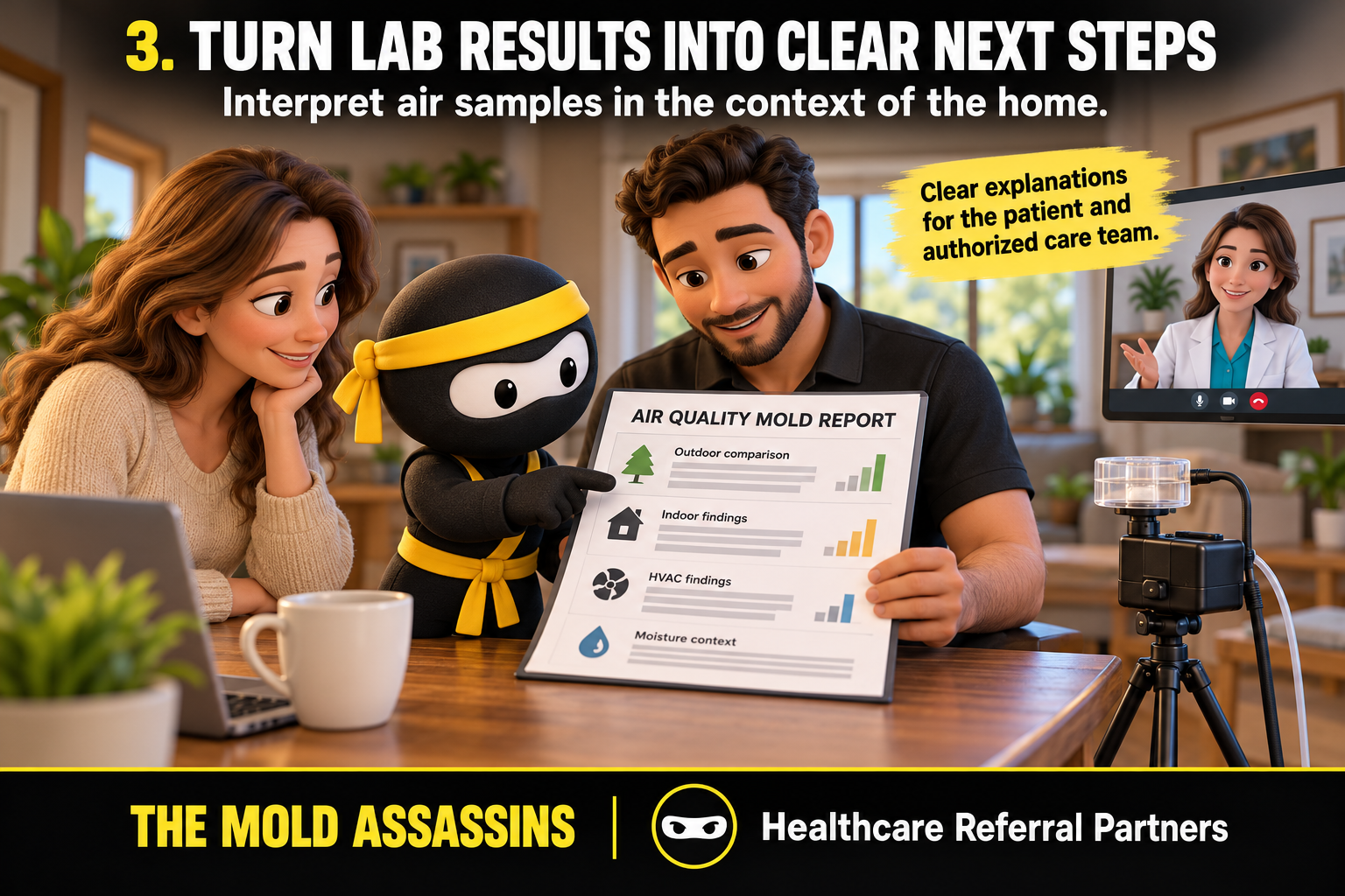 Healthcare Referral Step 3: Turning lab results into clear next steps and air quality mold reports
