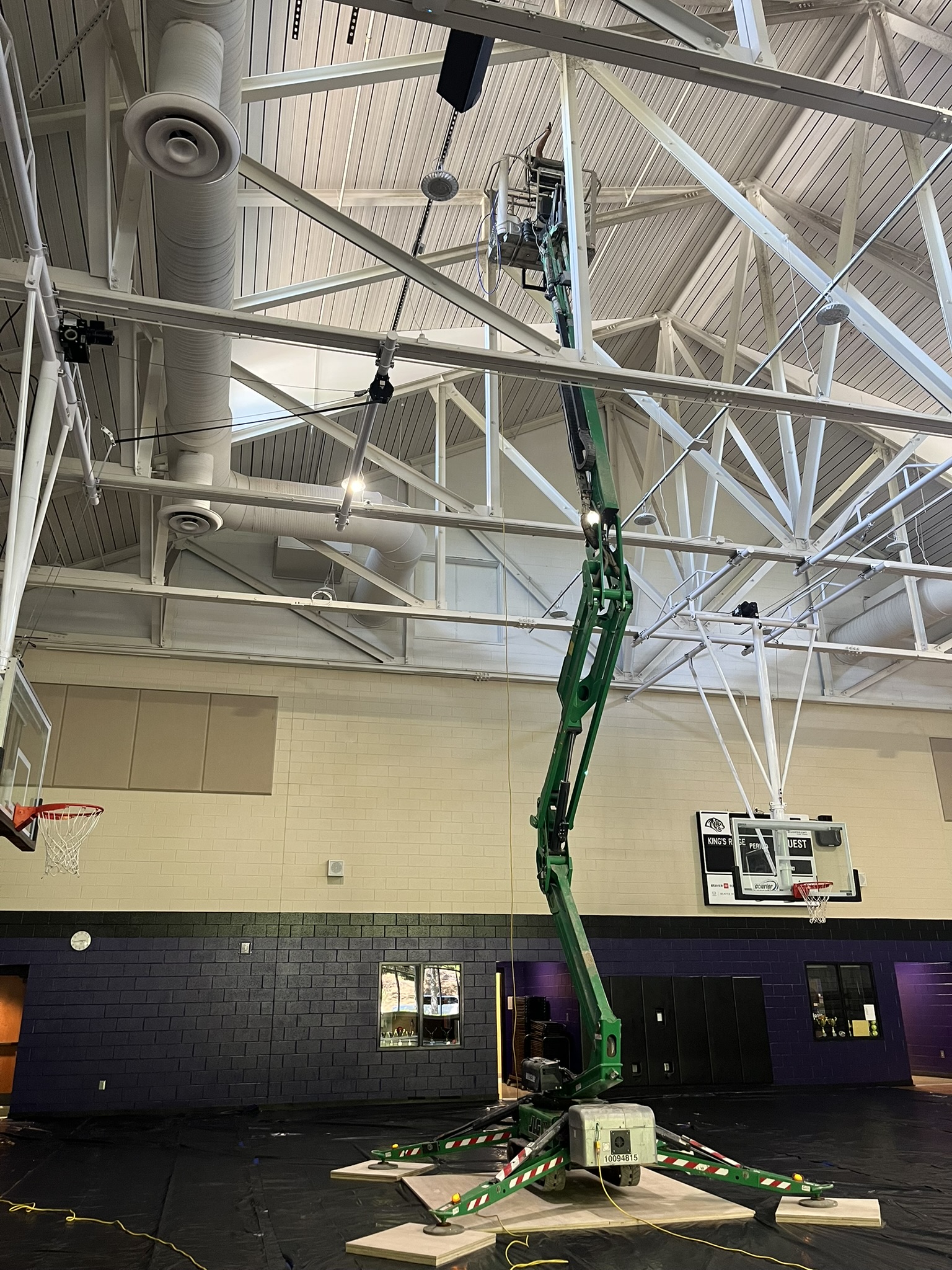 Gymnasium Subfloor Protection & Spider Lift Setup