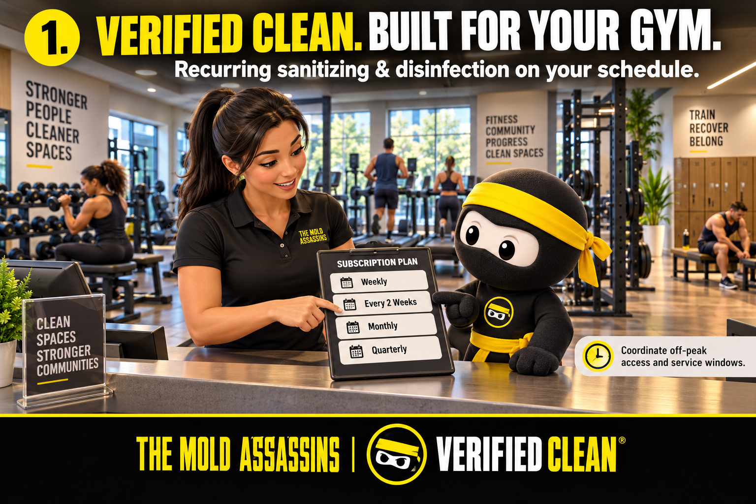 Verified Clean built for your gym subscription plan by The Mold Assassins