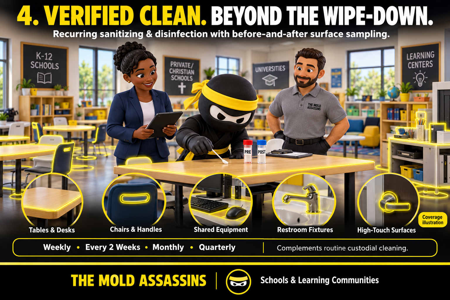 Verified Clean recurring sanitizing and disinfection for schools and learning communities