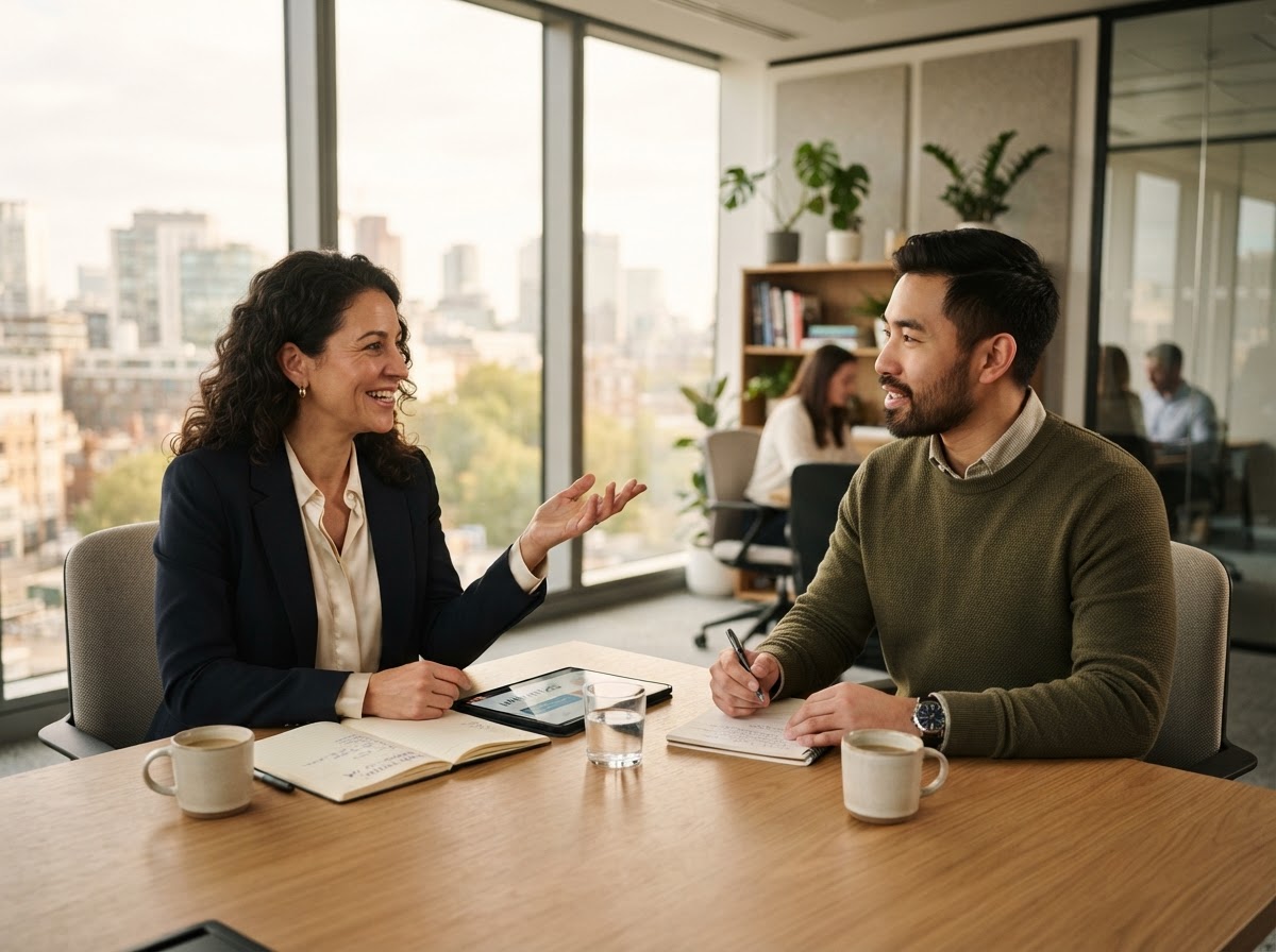 HR consultancy in a consultative meeting with a growing business