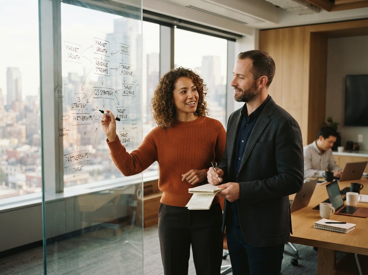 Business consultants planning advisory and transformation pipeline