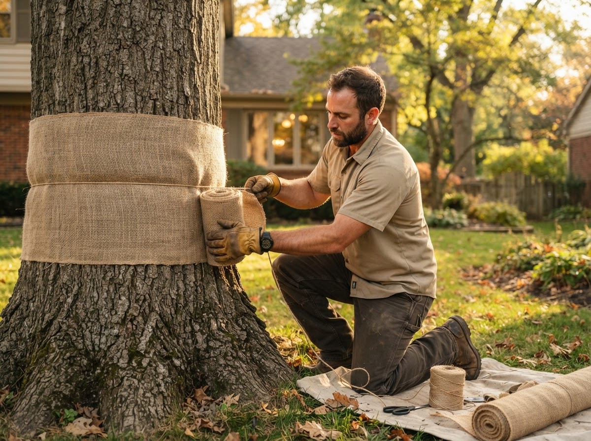 ISA Certified arborist performing trunk protection and tree preservation in Ohio