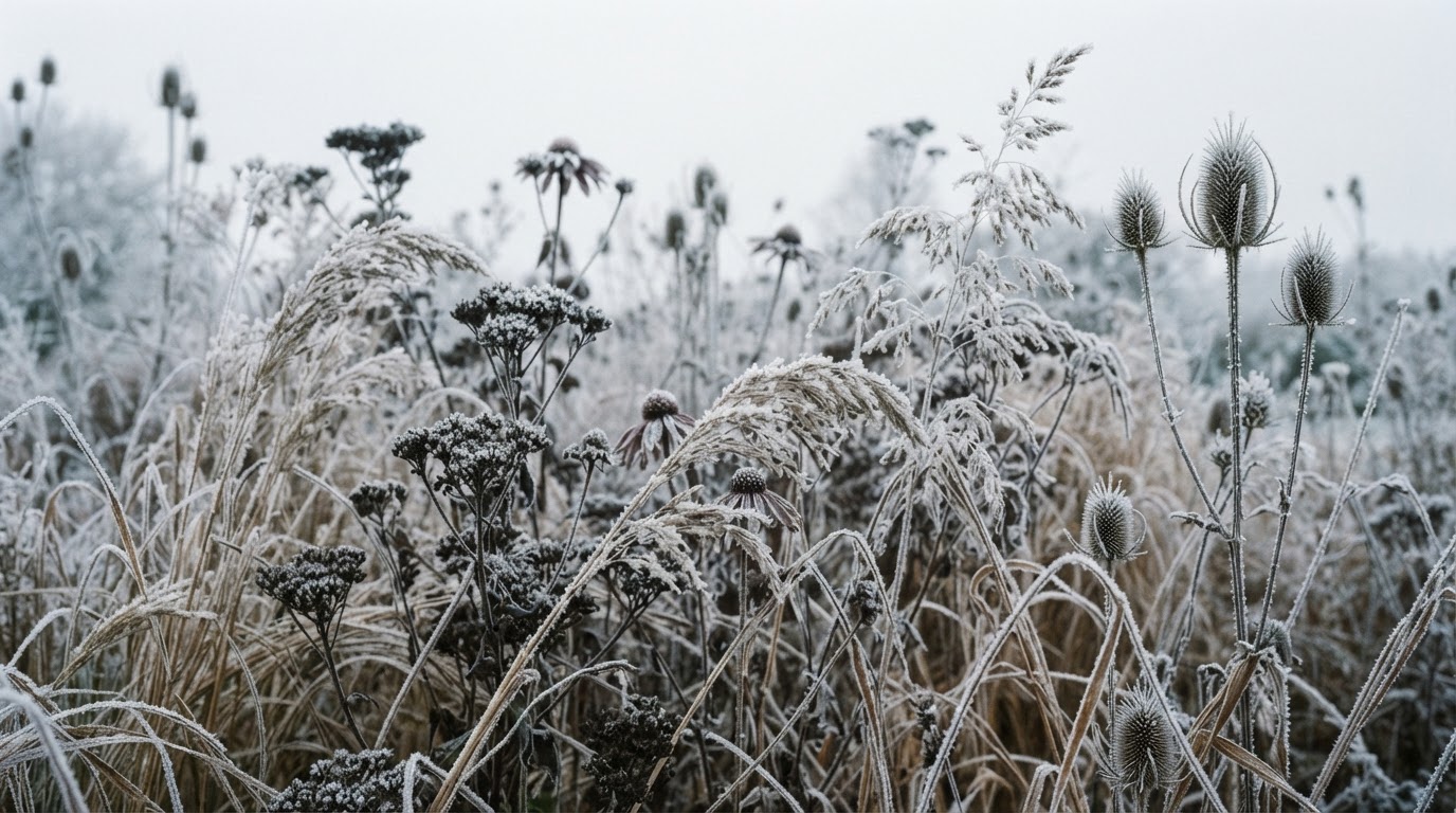 Invierno — detalle de vivaces y gramíneas