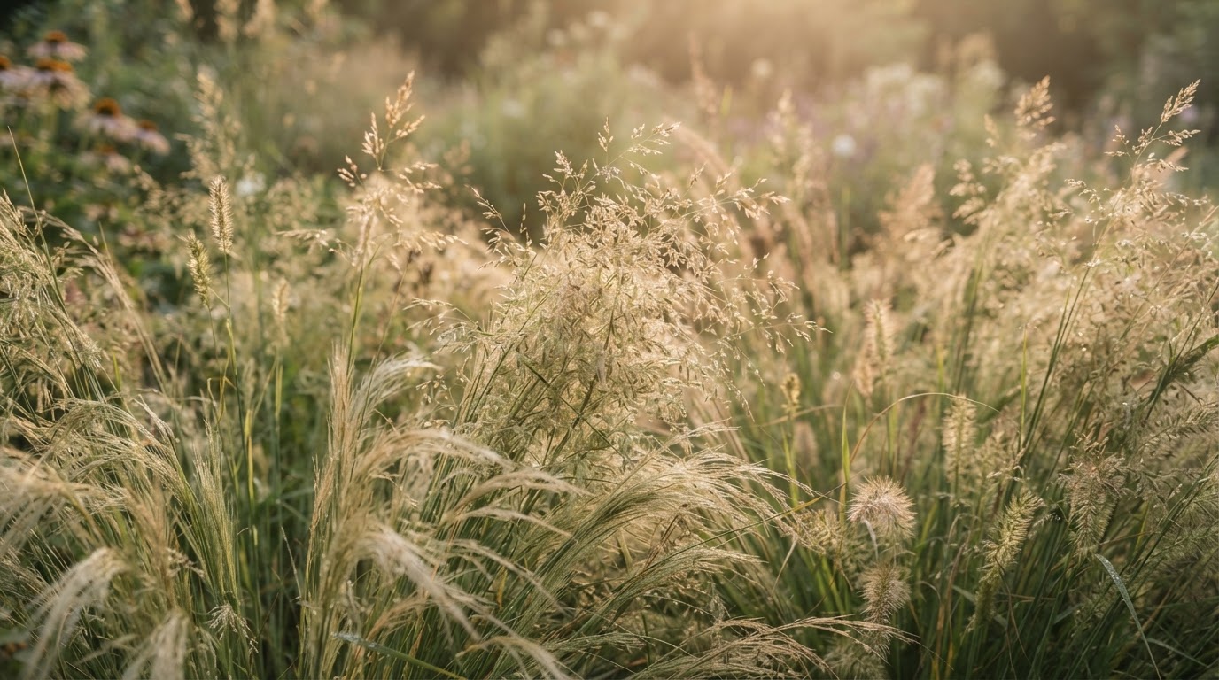 Verano — detalle de vivaces y gramíneas