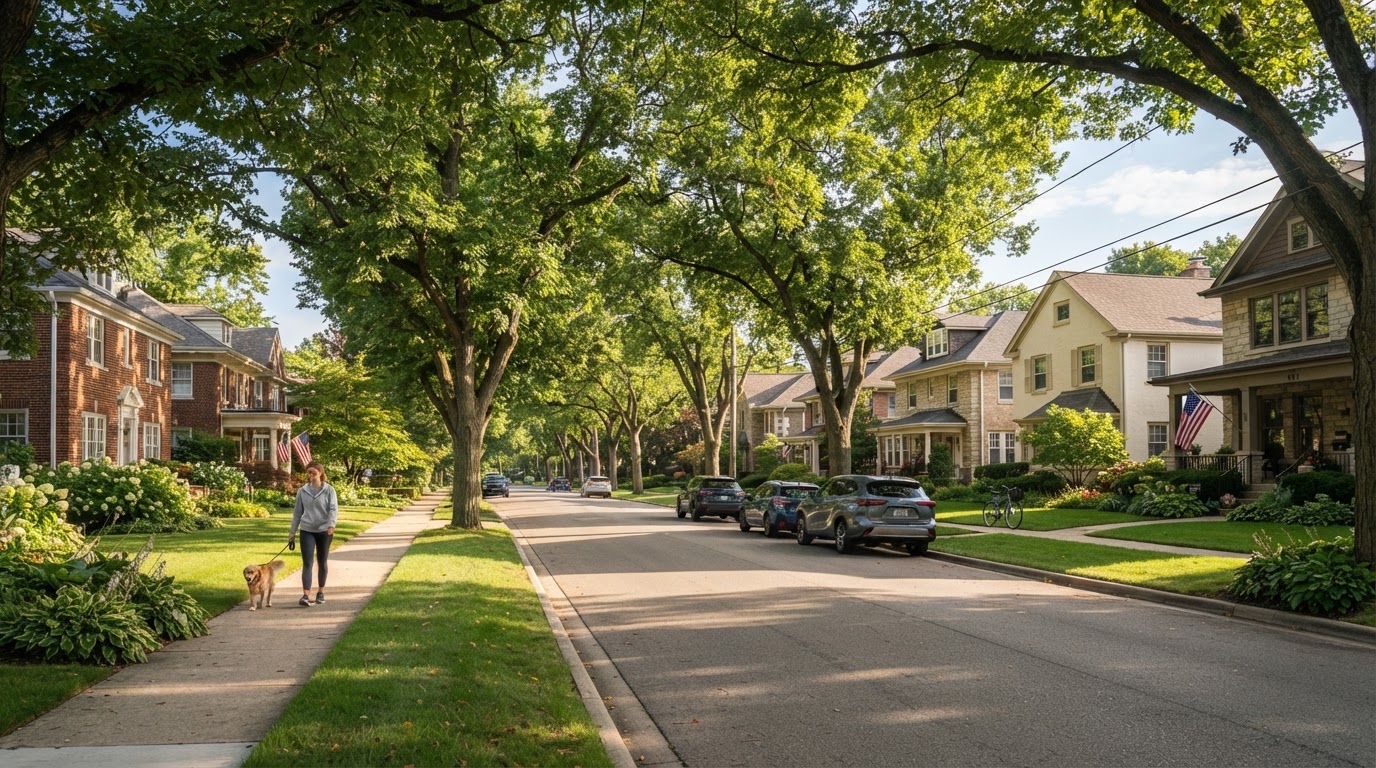 Chicagoland suburban residential neighborhood