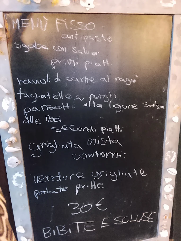 Lavagna originale del Menù Fisso 30€ di Dal Blando con antipasto, primi e secondi