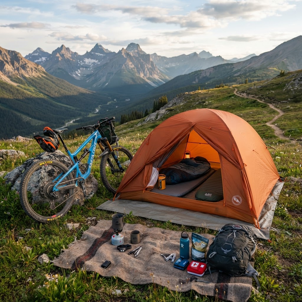 All-Terrain 21-Speed Mountain Bike + 4-Person Instant Dome Tent Combo