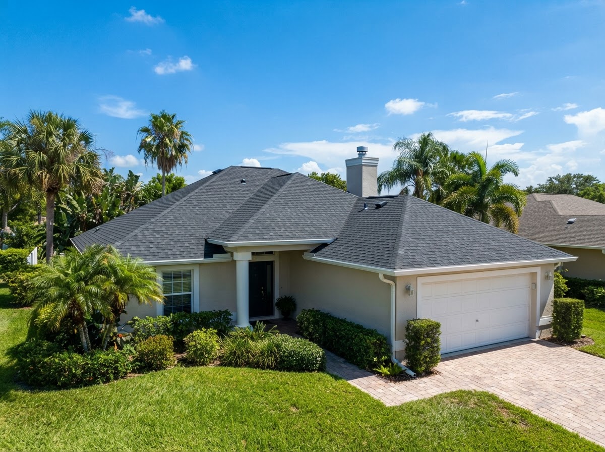 Roof cleaning result on a Florida home