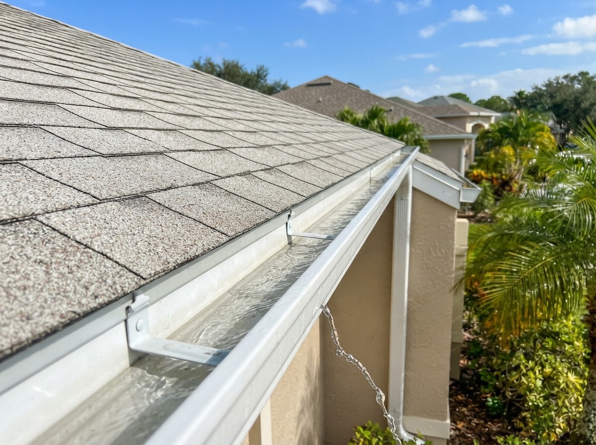 Gutter cleaning cleared of debris