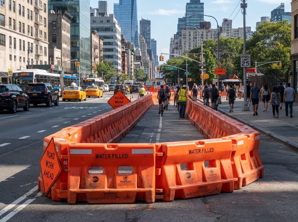 Stage barricades and security moat systems (illustrative)