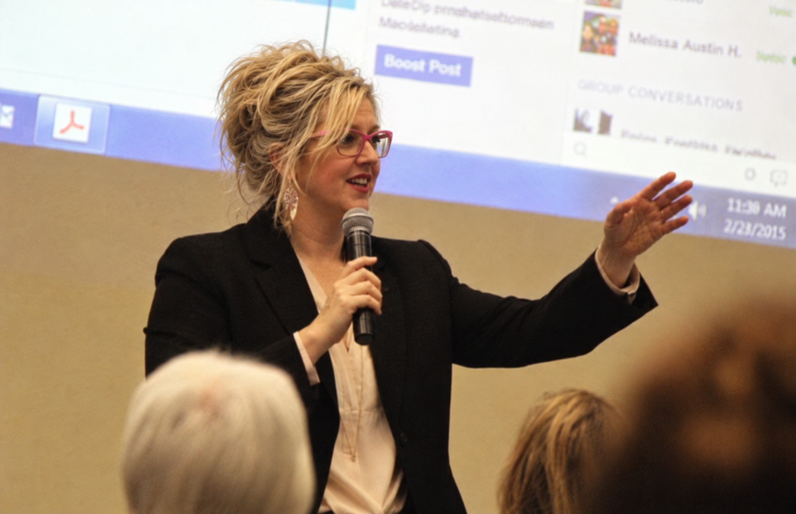 Heather Nichols speaking at a business workshop