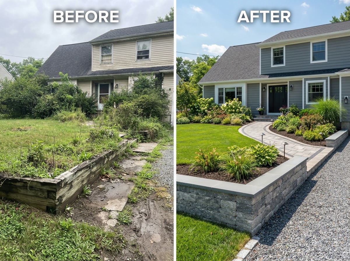 Overgrown property makeover cleanup
