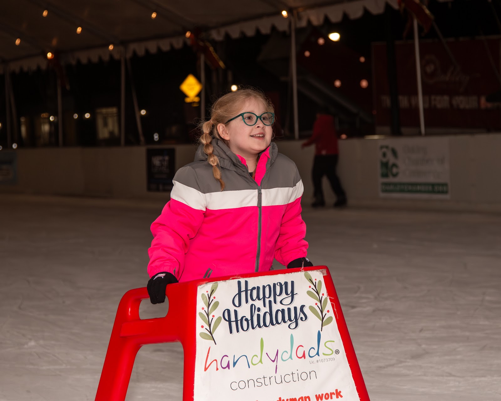 Children having fun on the ice rink