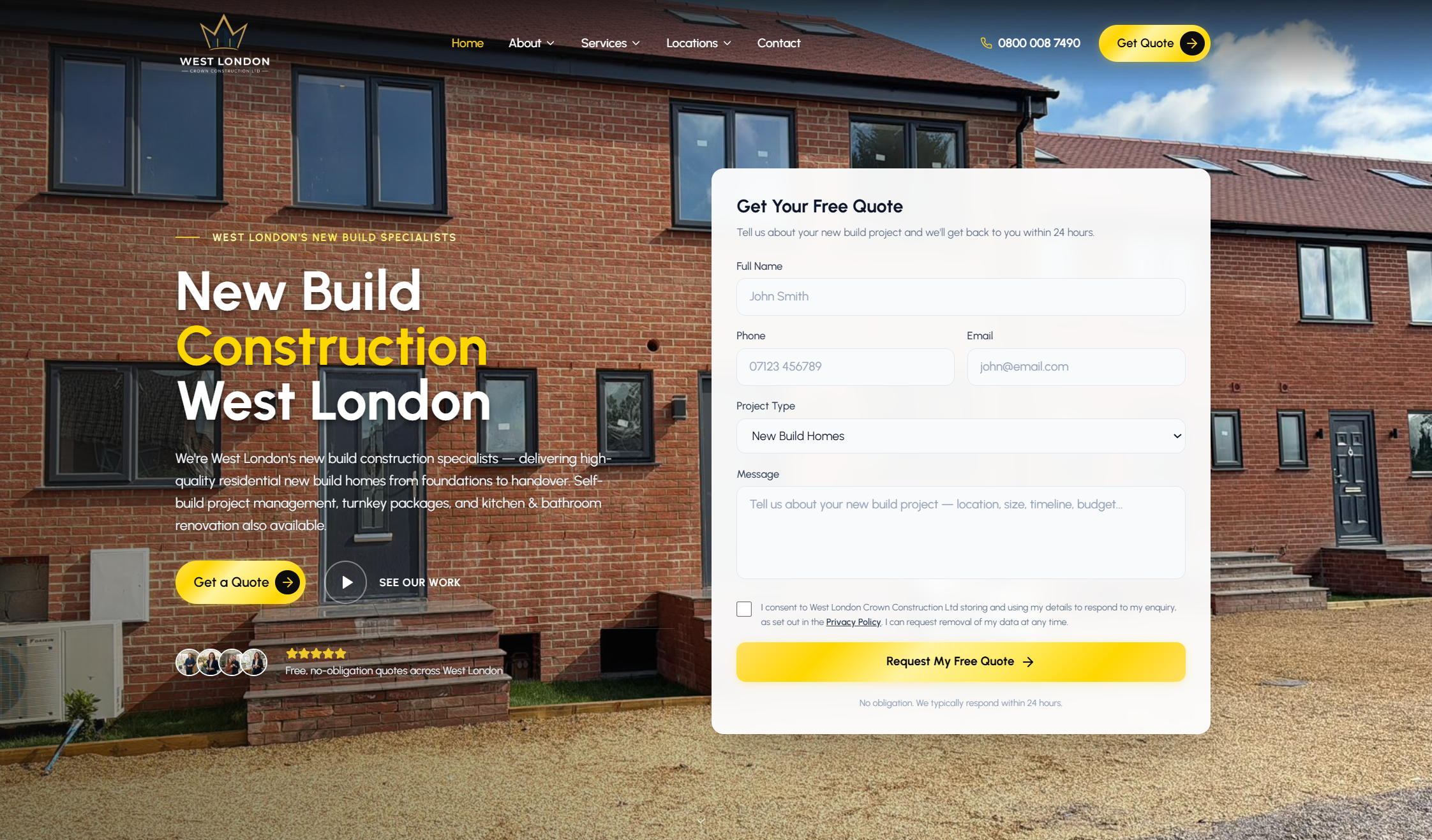 Berkshire contractor website mockup — West London Crown Construction