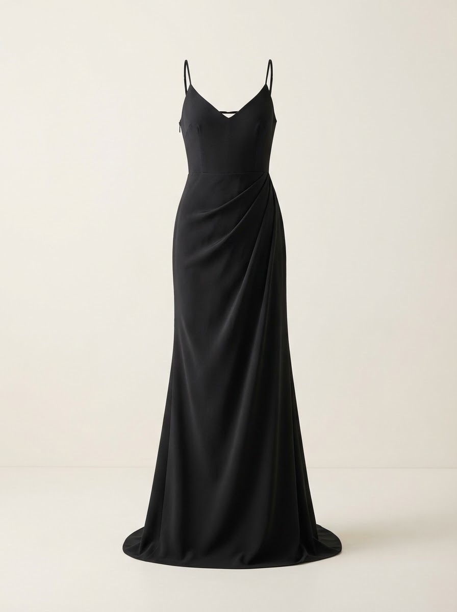 Noir Draped Evening Gown