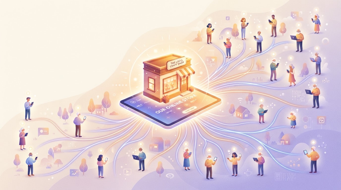 A small business becoming visible online, connected to its community
