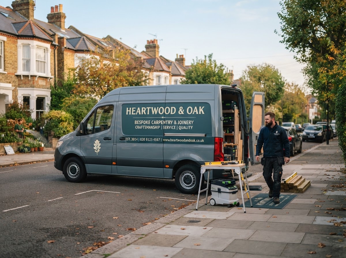 A branded trades van parked on a residential street, a busy, in-demand trade business on the move