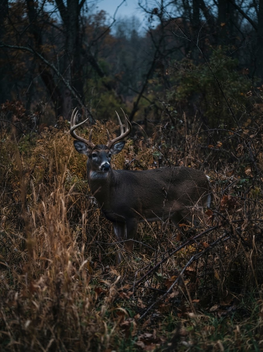 Thermal drone aerial view used for deer recovery over wooded Western Maryland terrain