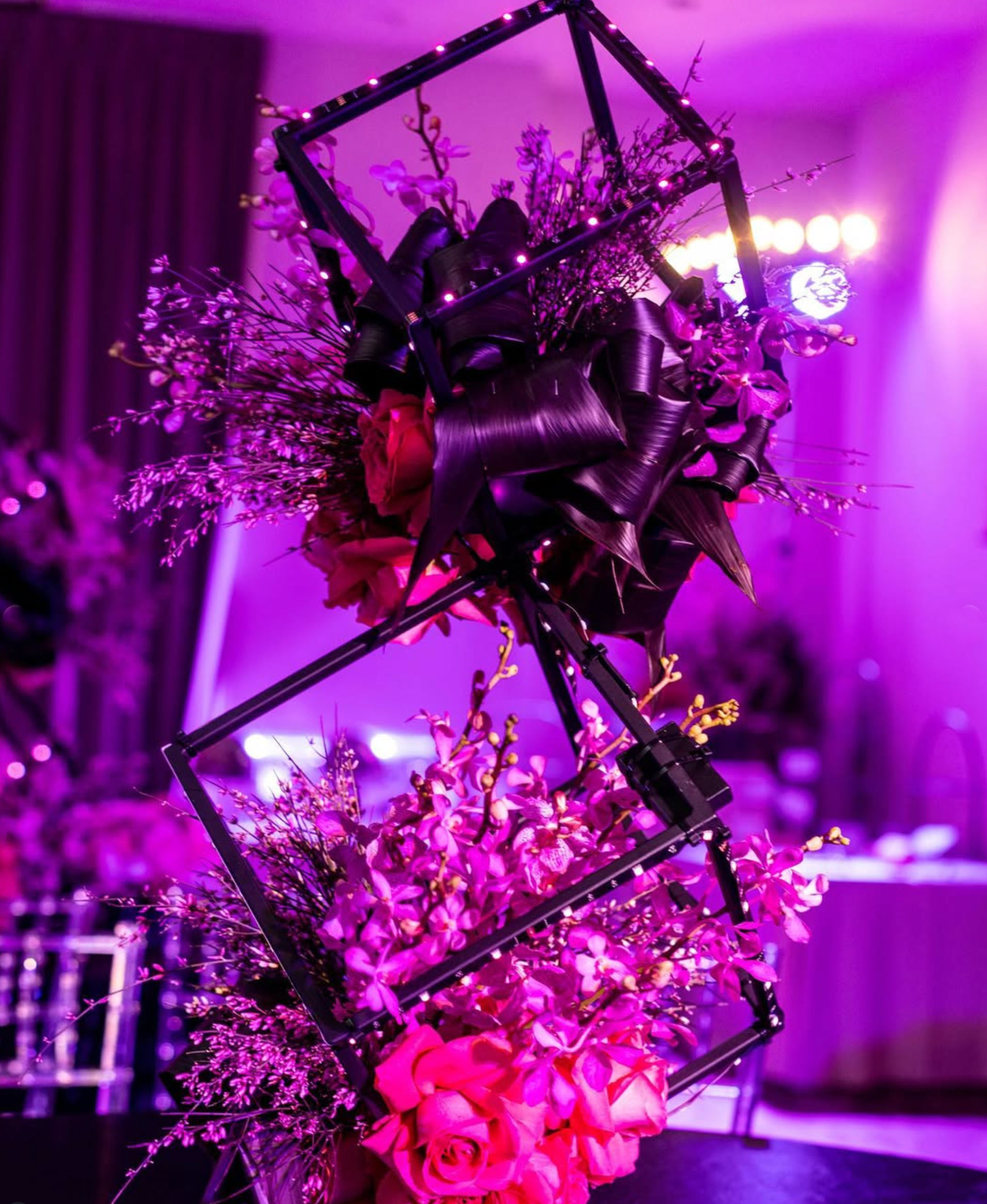 Geometric cube orchid installation