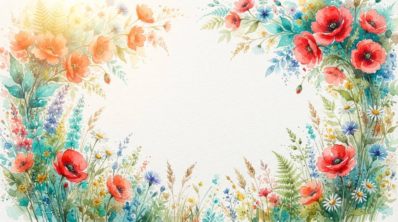 Amber Meadow Studio vibrant watercolor floral header artwork
