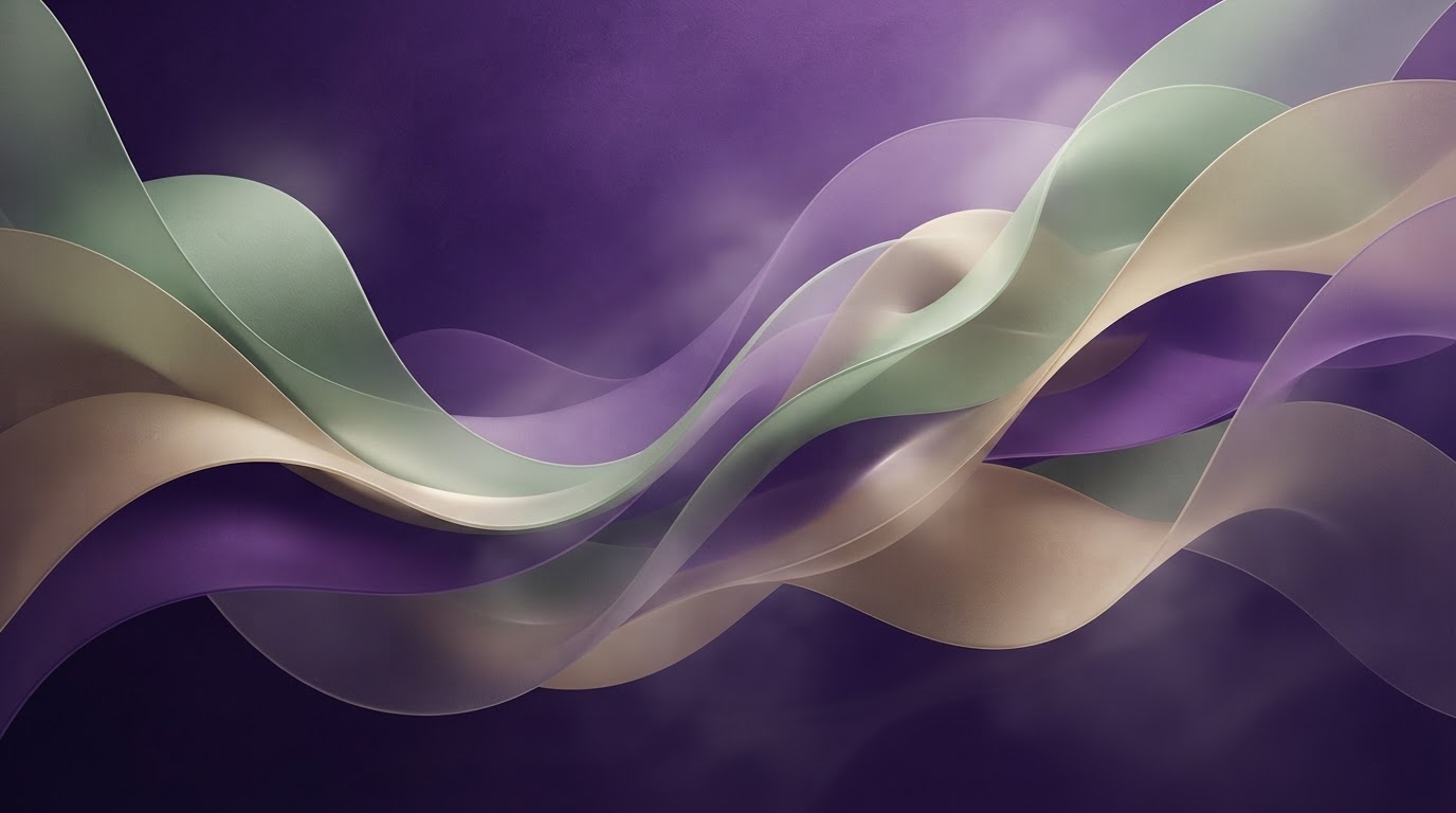Abstract royal purple and sage green marketing visual