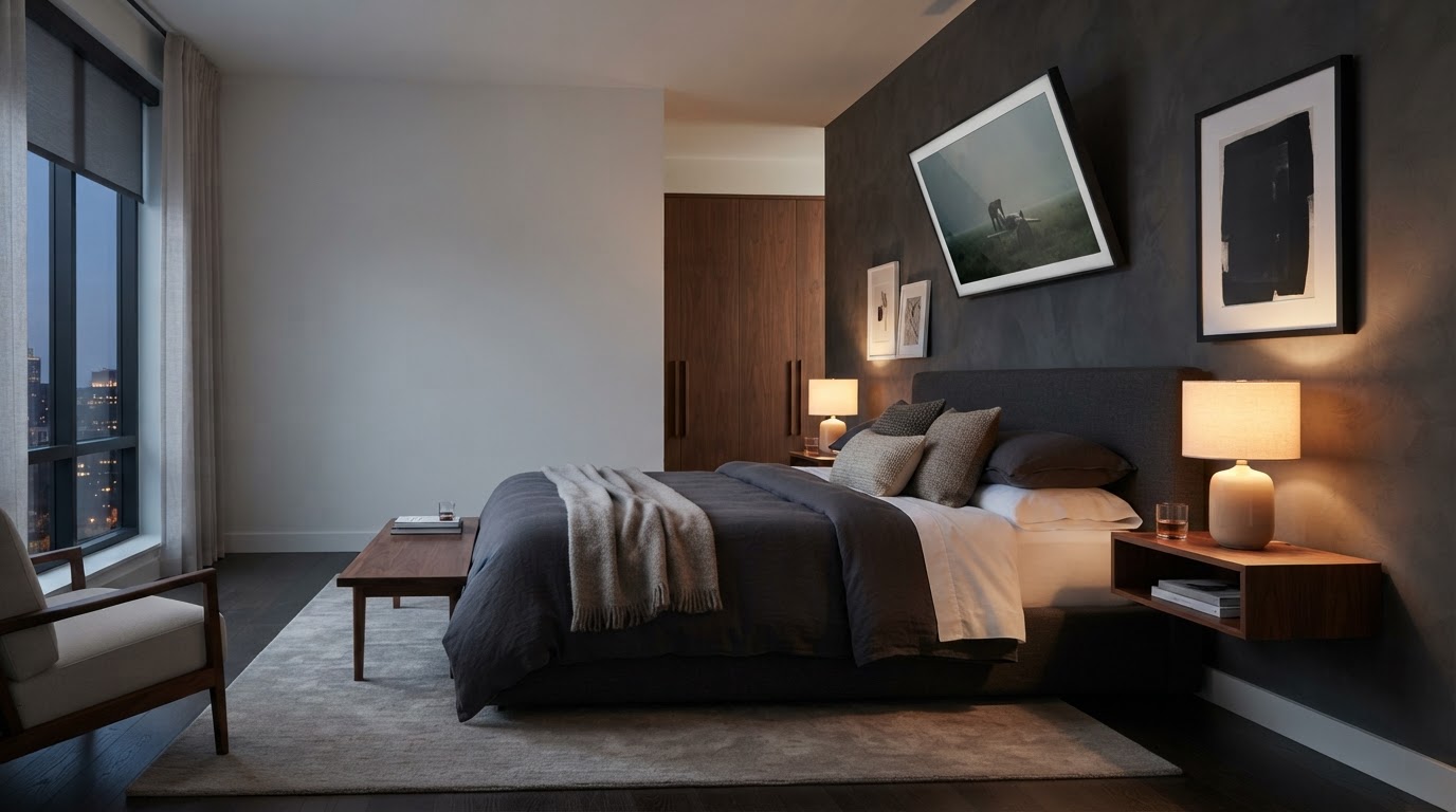 Bedroom TV installation — design inspiration