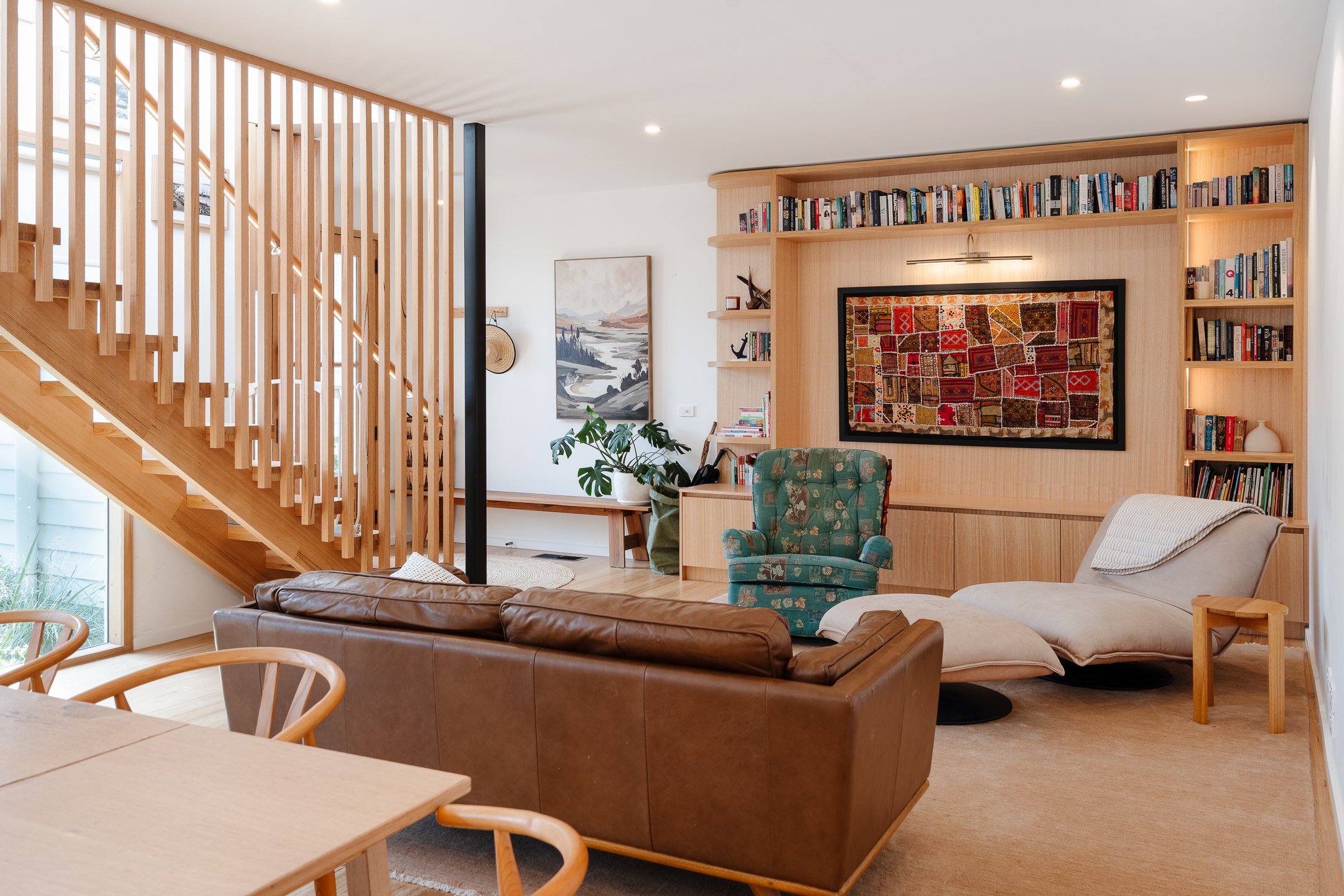 Mornington residence interior, material detail in soft natural light