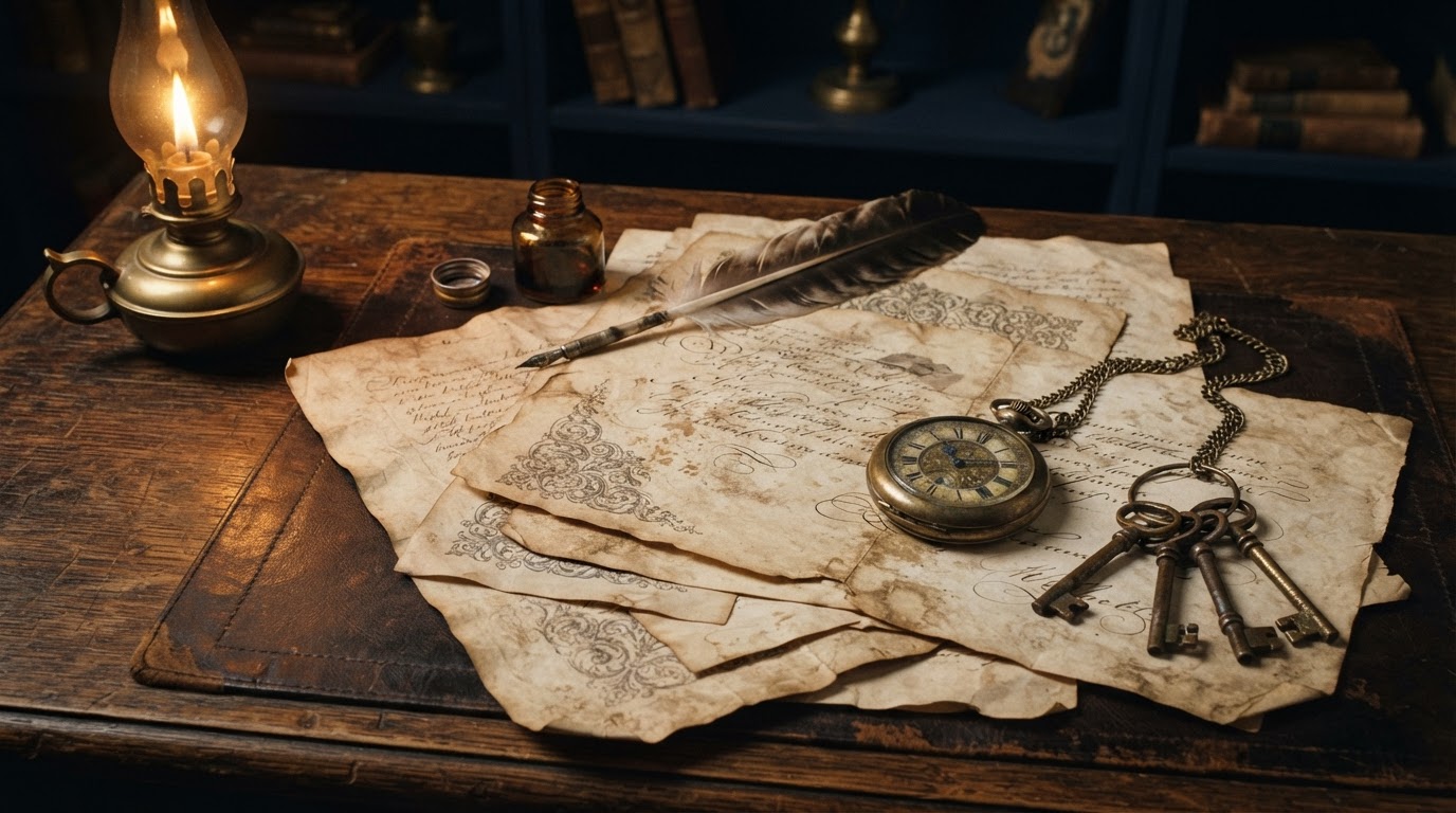 Antique newspaper archive still life