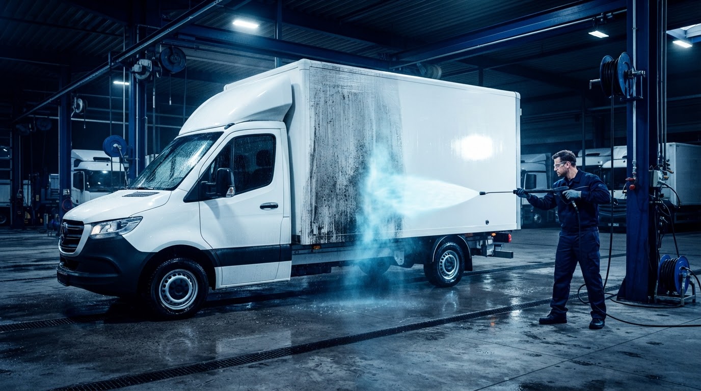 Commercial box truck and fleet pressure washing in Orlando