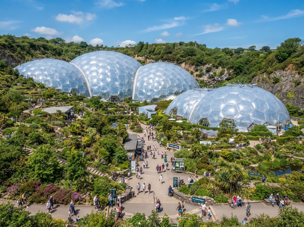 The Eden Project biomes near Looe, Cornwall