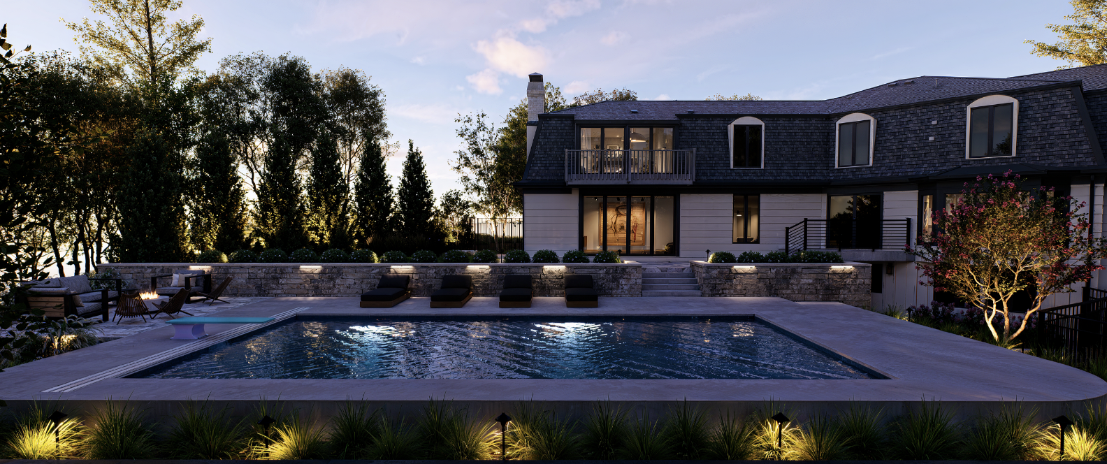 3D render of the same backyard