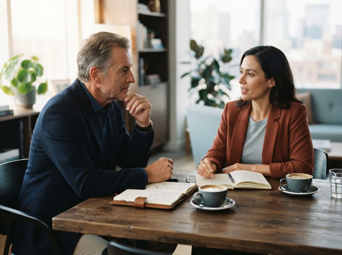 Senior advisor in a strategic consultation session with a executive