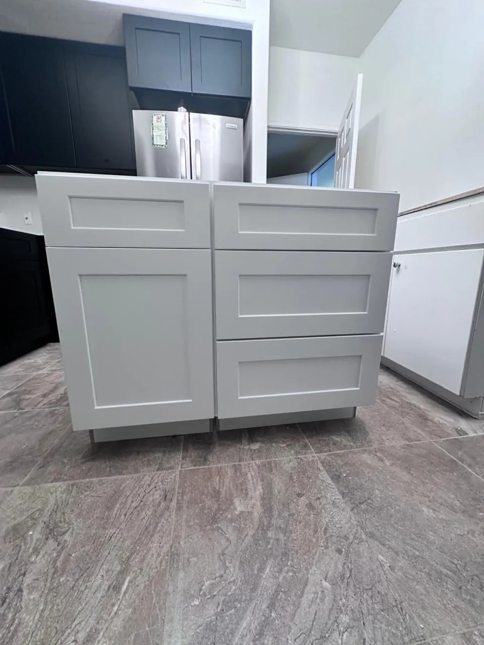 Custom Kitchen Island Drawer Bank Installation