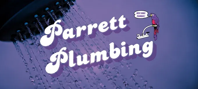 Parrett Plumbing retro logo with parrot mascot saying Best Dang Plumber