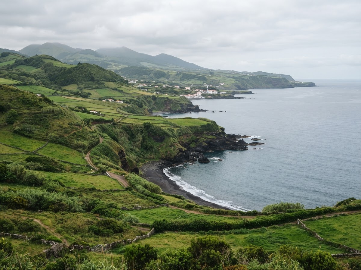 Paisagem verdejante da Ribeira Grande, São Miguel, Açores