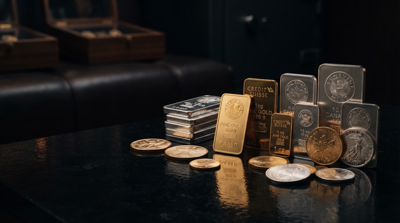 Physical gold and silver bullion bars