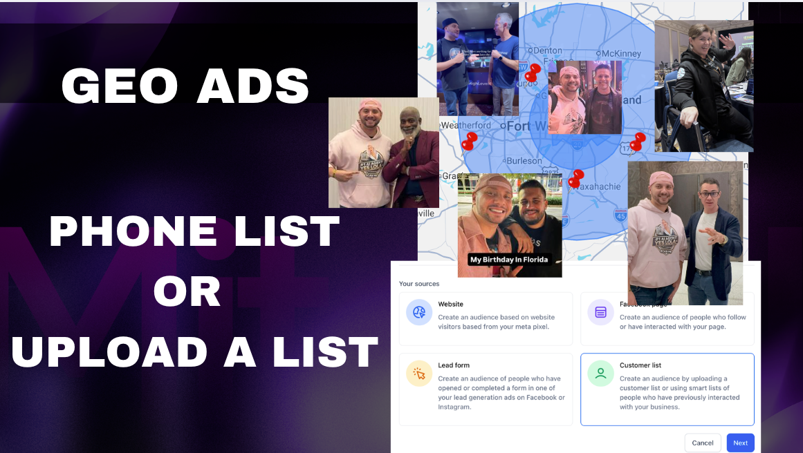 Geo Ads · Phone List & Custom Audience Targeting