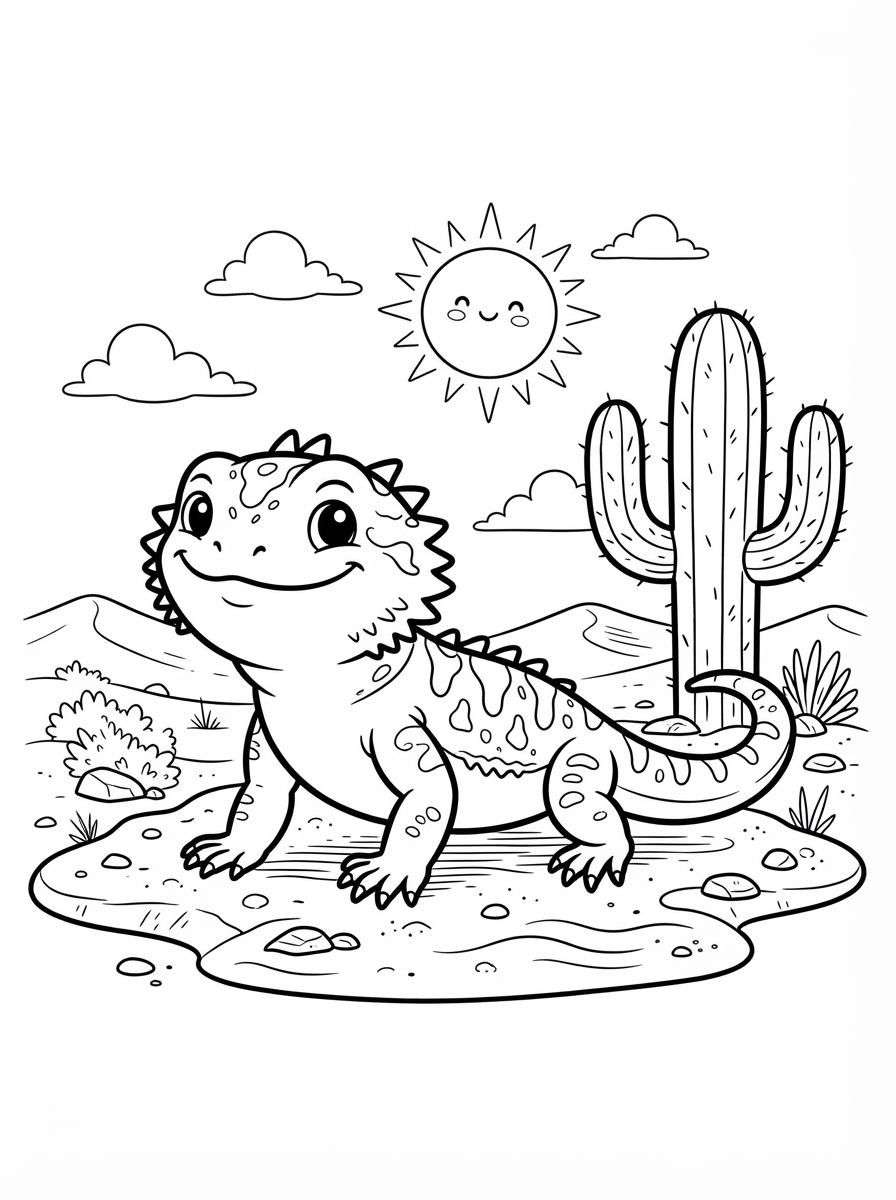 Bearded Dragon colouring page