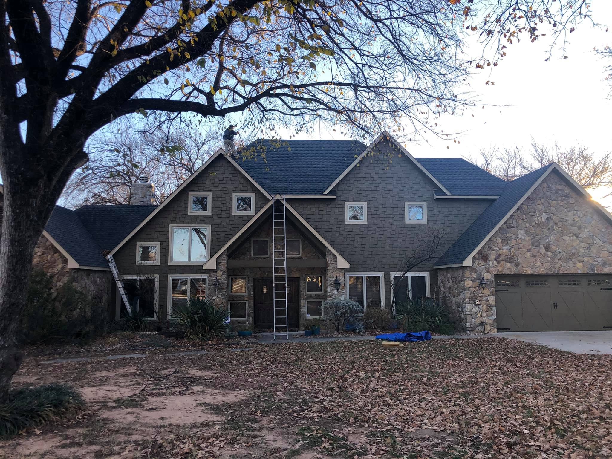 Multi-Gable Stone & Shake Estate Roof — Completed · Custom Stone Estate