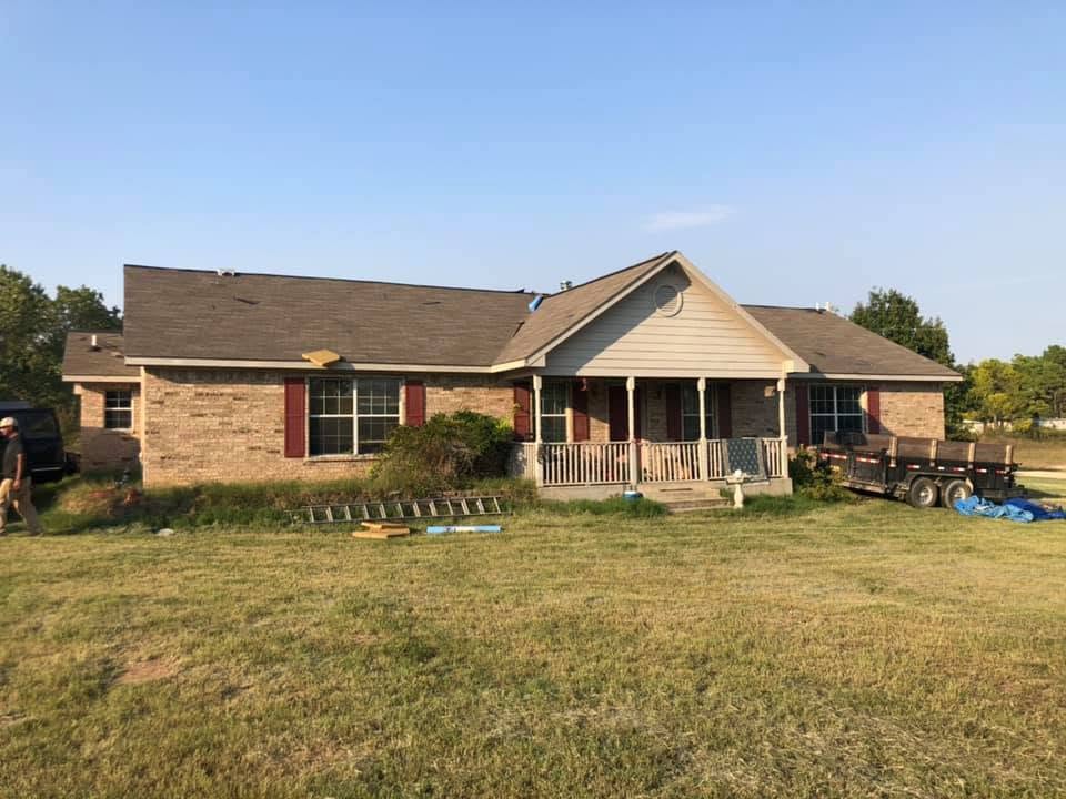 Brick Ranch Home Full Roof Replacement — Before · Aging Shingles