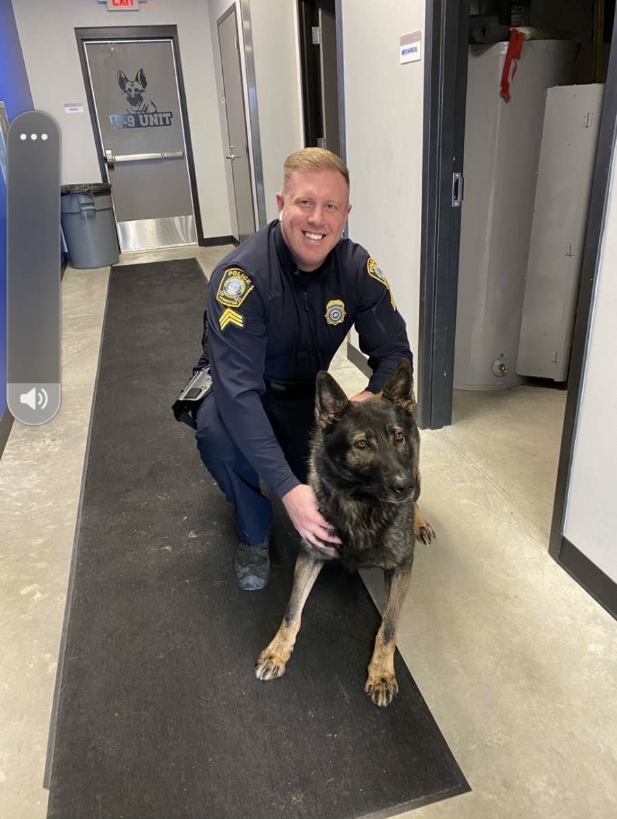Sergeant Jason Rothermund with Police K9 Partner at K-9 Unit Headquarters