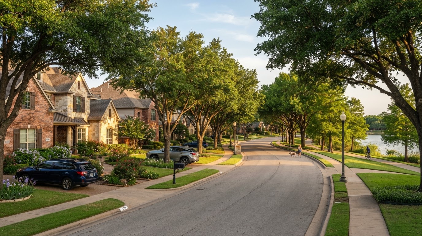 Plano, Texas residential neighborhood served by Durascapes landscaping and hardscaping