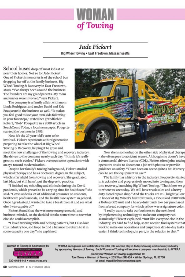 Tow Times Woman of Towing feature on Jade Fickert