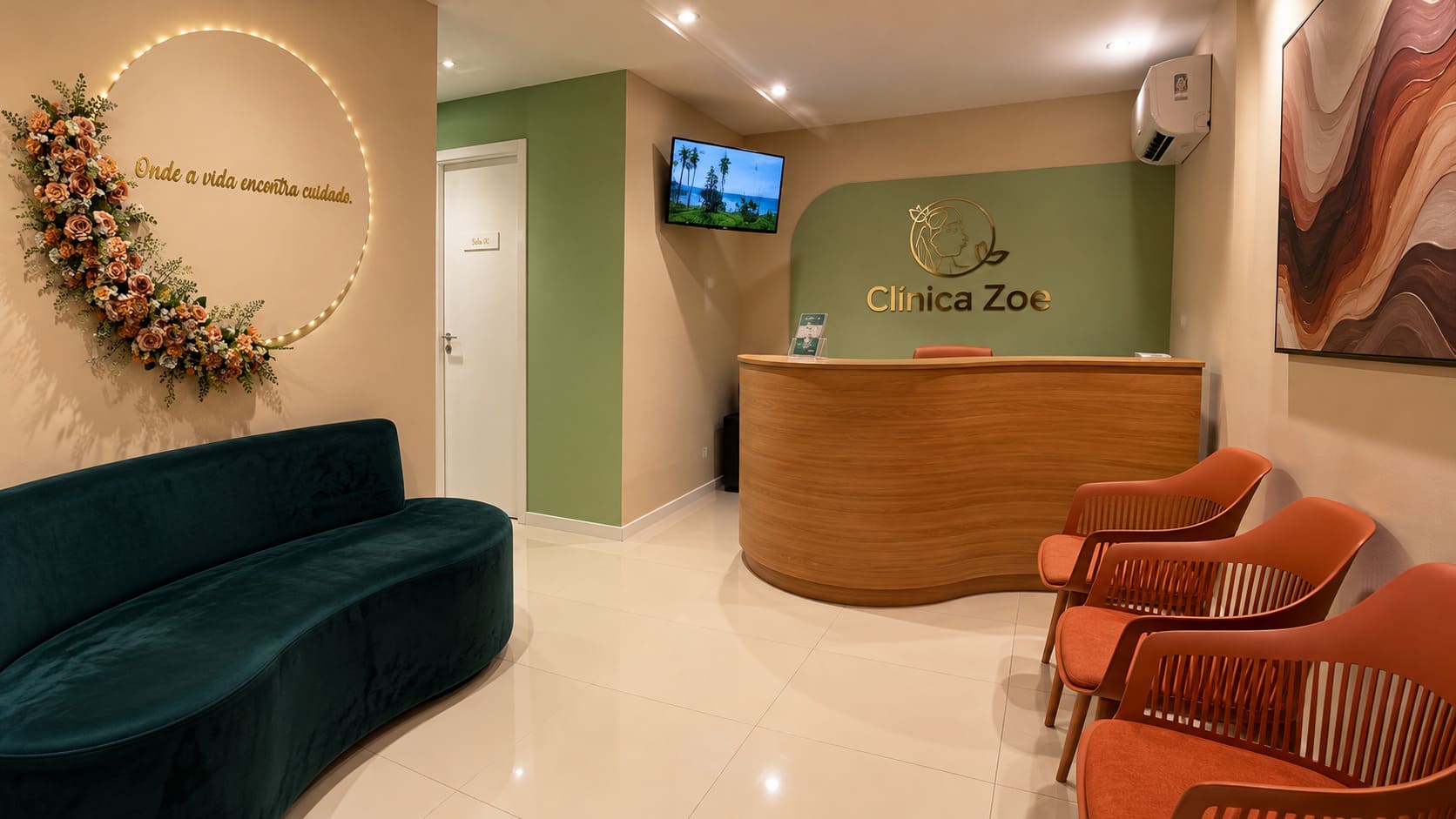 Recepção acolhedora da Clínica Integrada Zoe