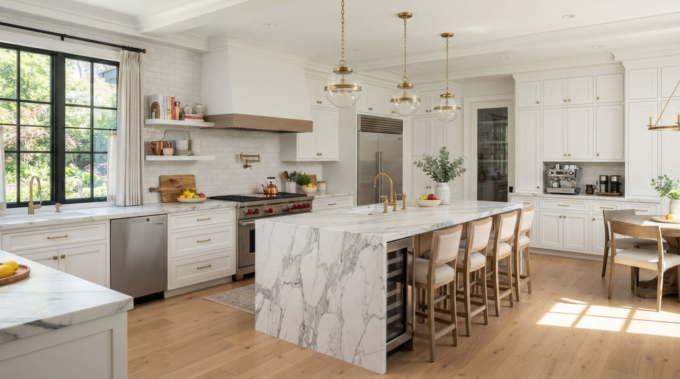 Custom kitchen remodel built by Luxe Line Finish Carpentry