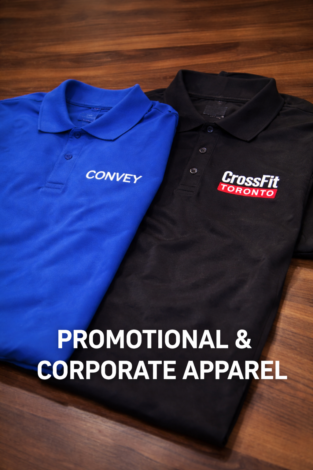 Promotional and corporate apparel embroidered and heat pressed, Ontario