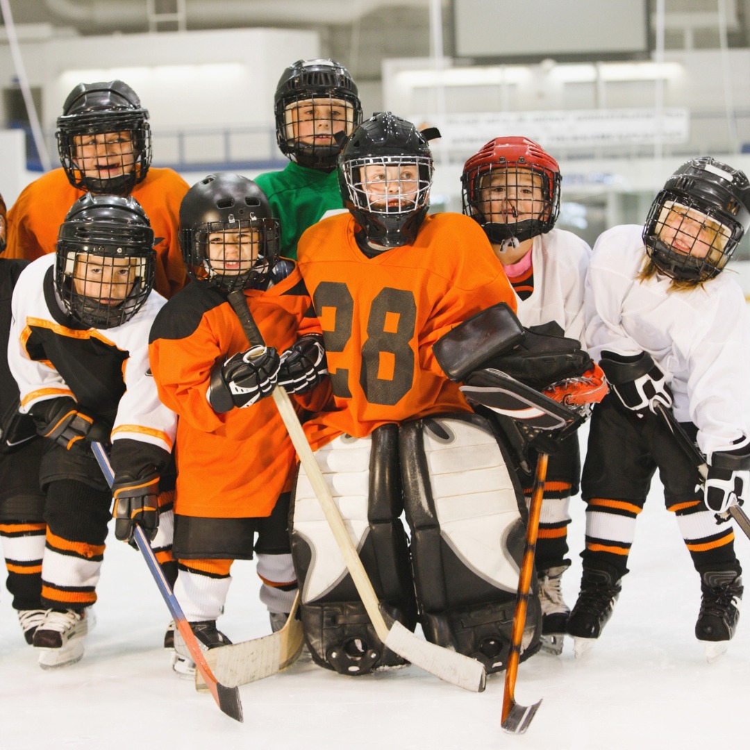 Youth hockey jerseys with custom heat press and stitched team logos, Ontario