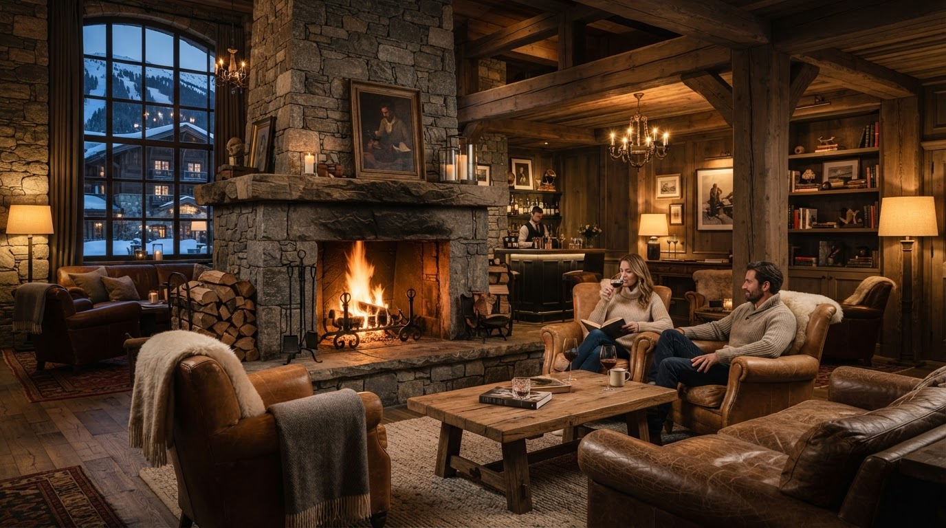 Gemütliche Hotel-Lounge mit Kamin