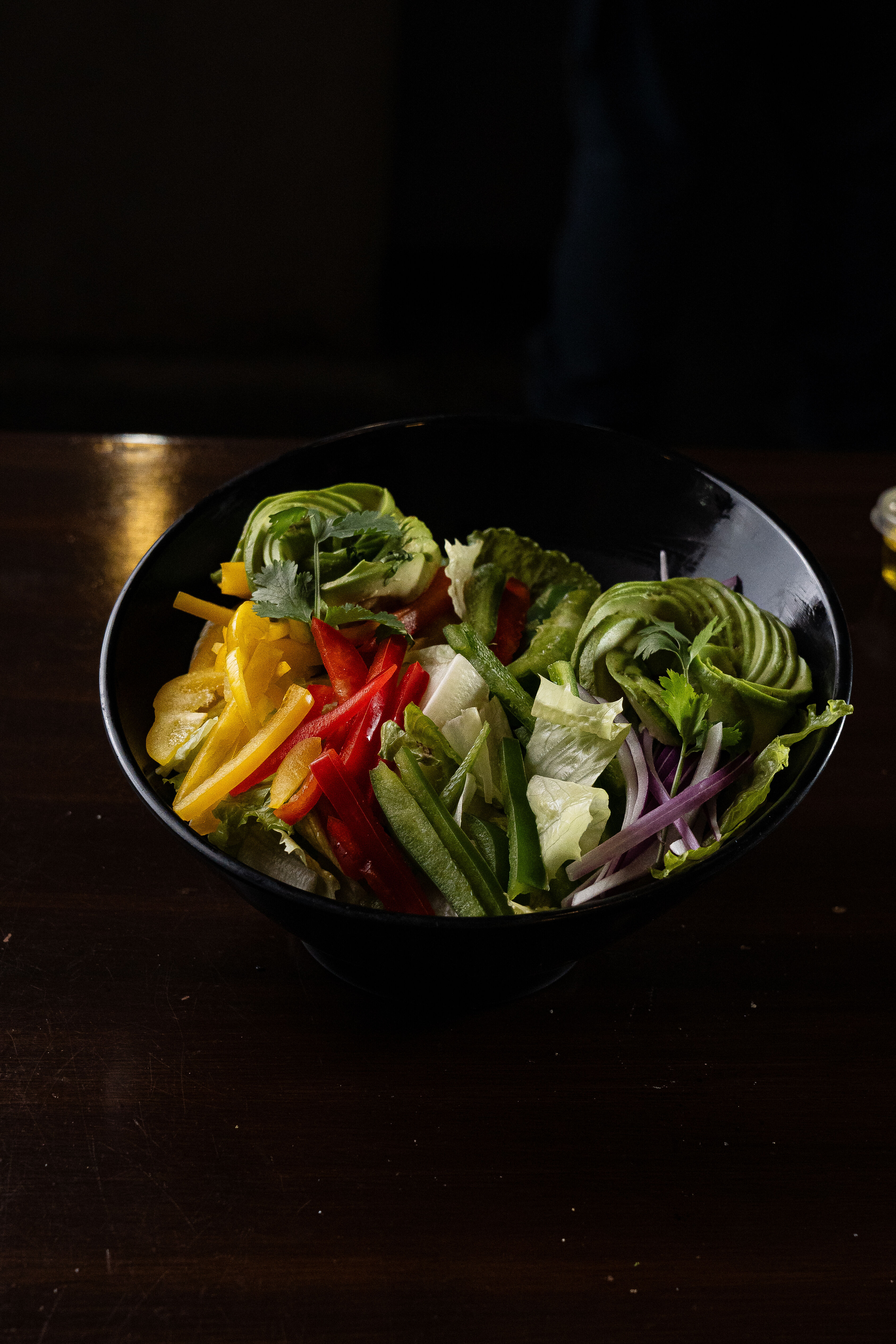 Artisanal Garden Salad with Avocado Rose & Tri-Color Peppers